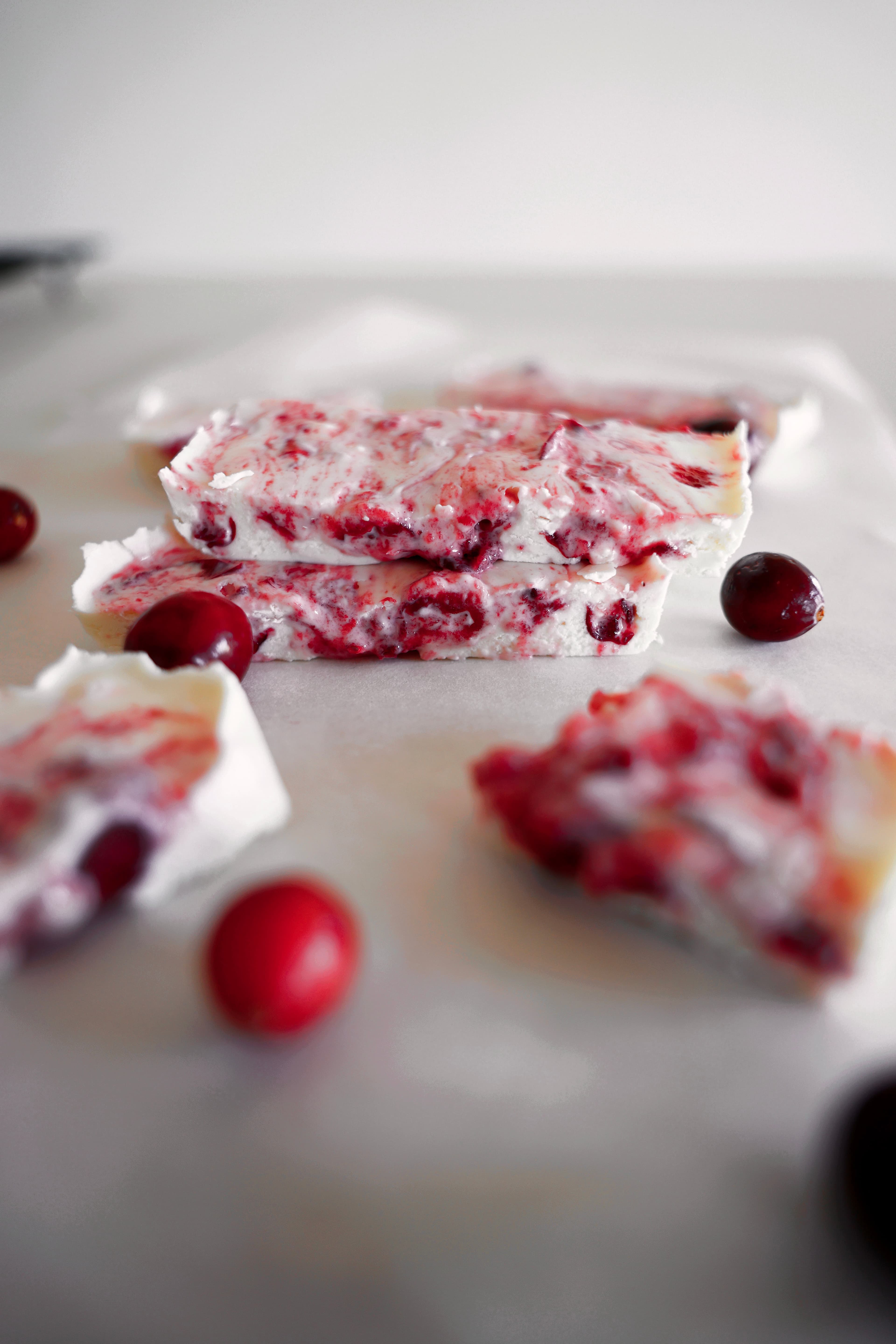 White Chocolate Cranberry Swirled Fudge