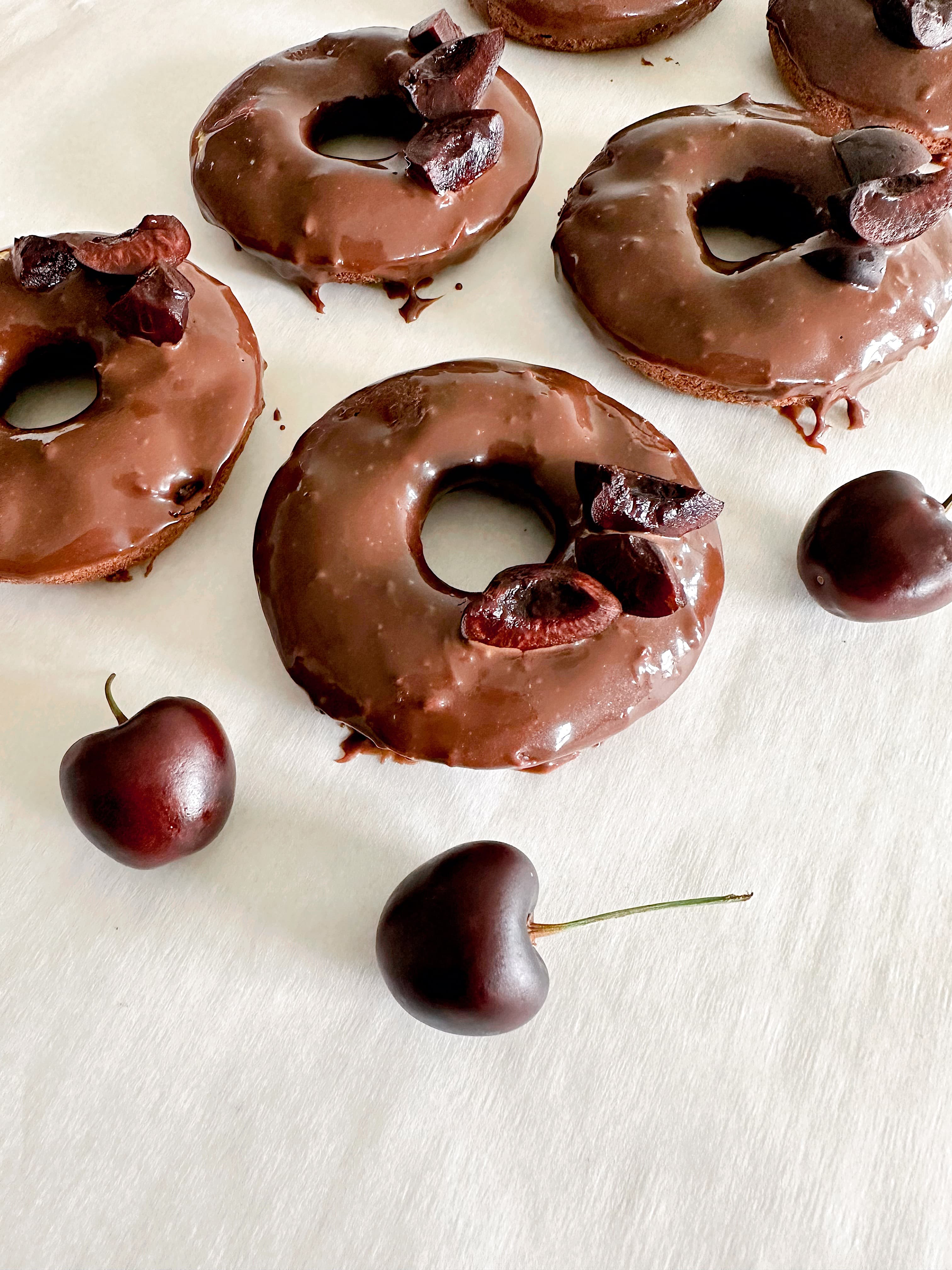 Chocolate Cherry Baked Donuts