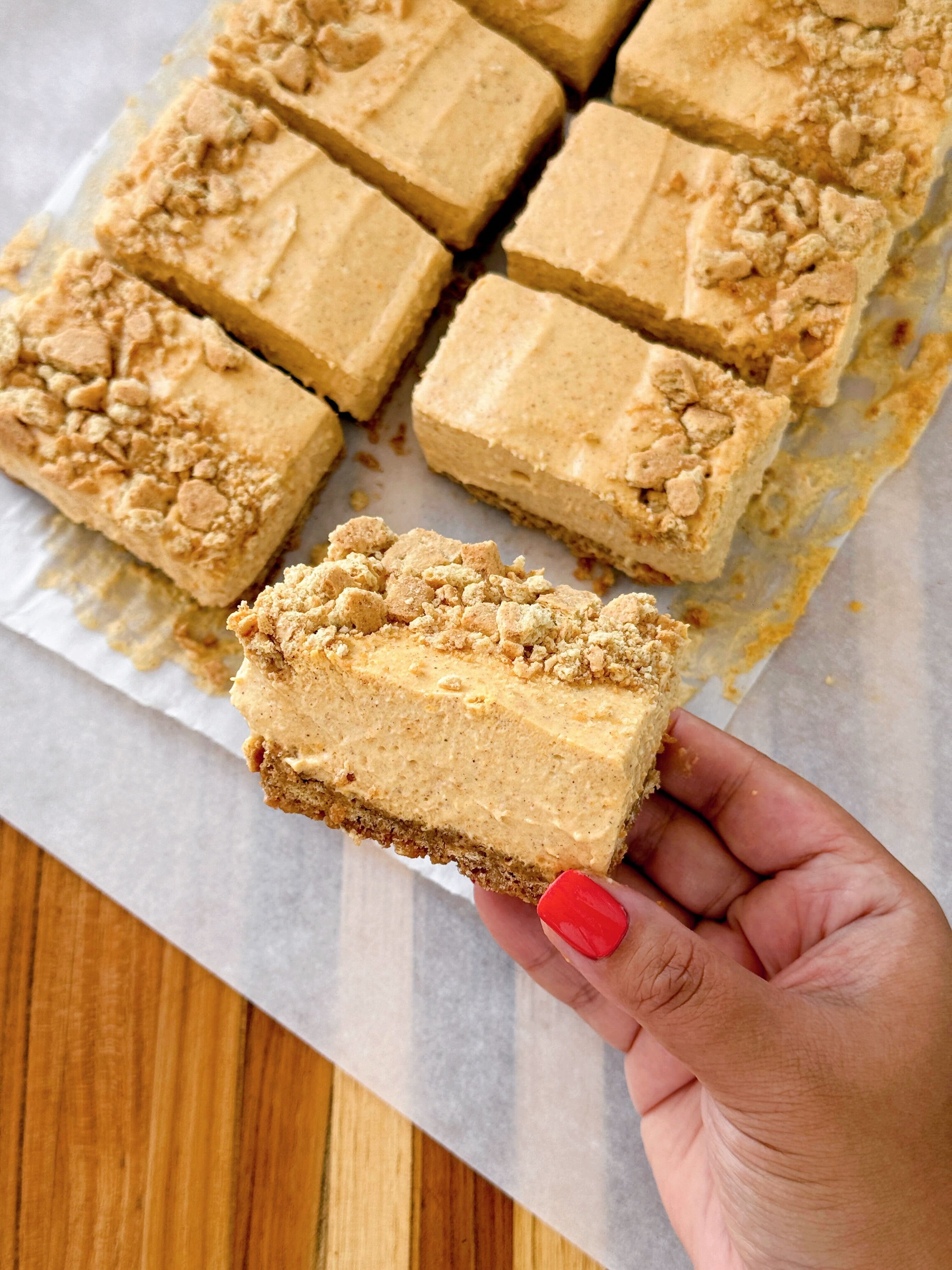 Salted Maple Pumpkin Cheesecake Mousse Bars