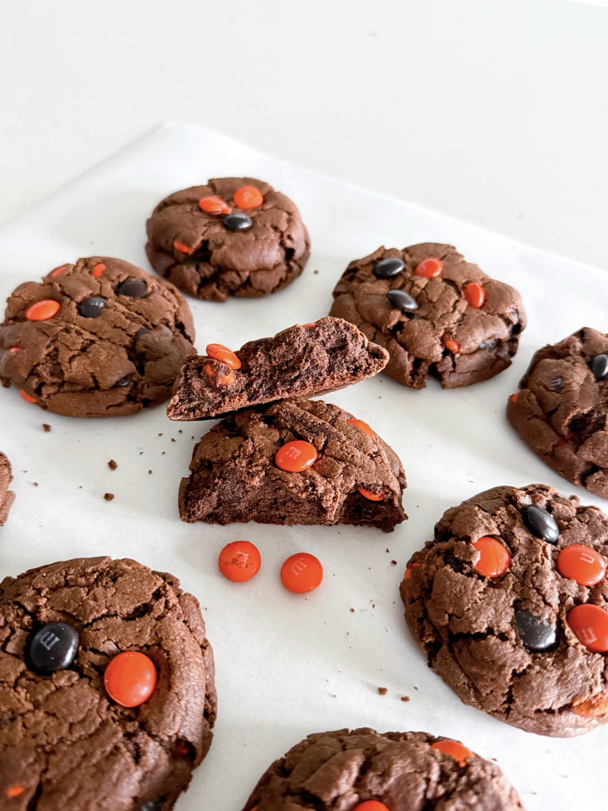 Halloween M&M Chocolate Cookies