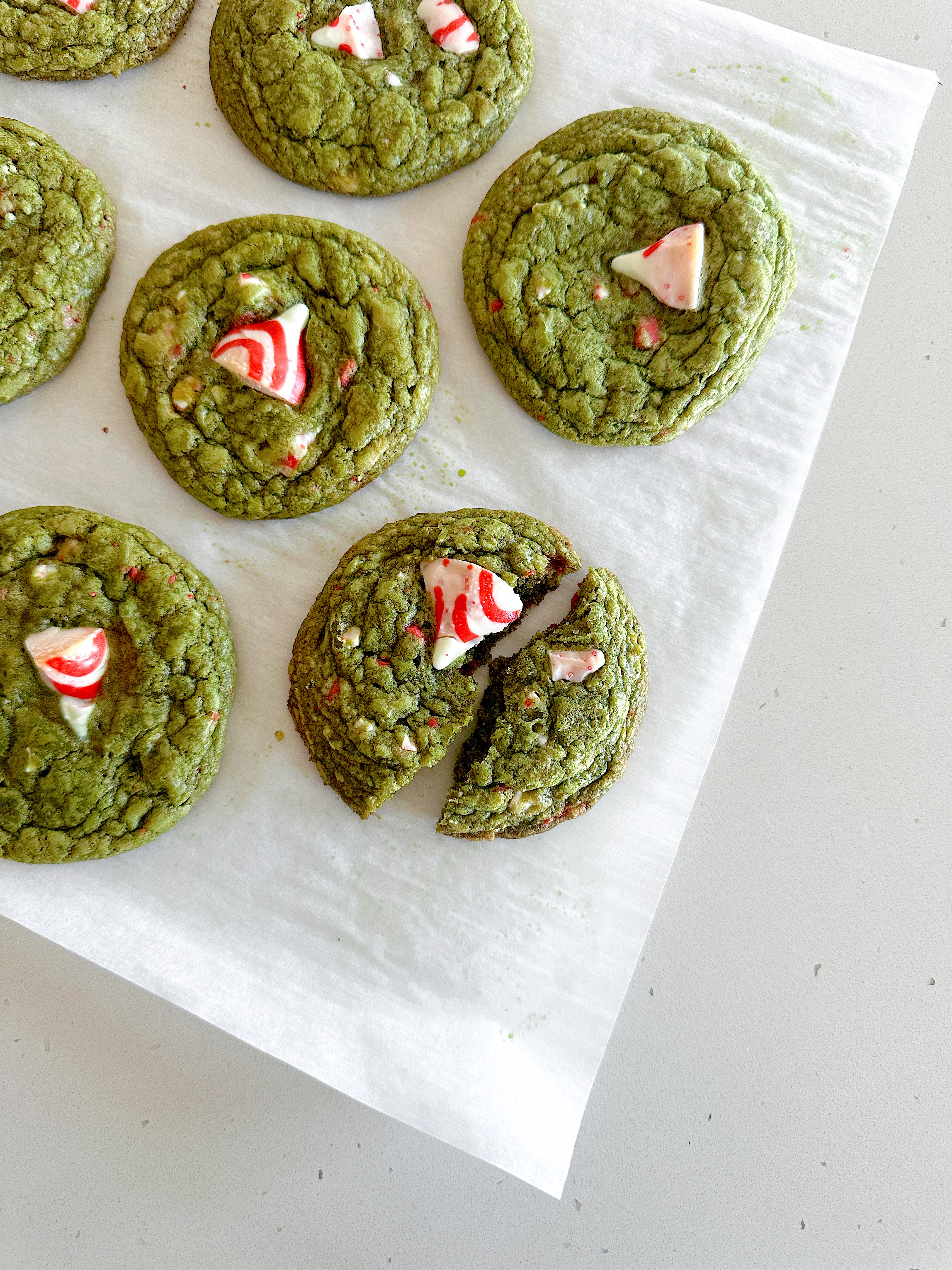 Peppermint Bark Matcha Cookies