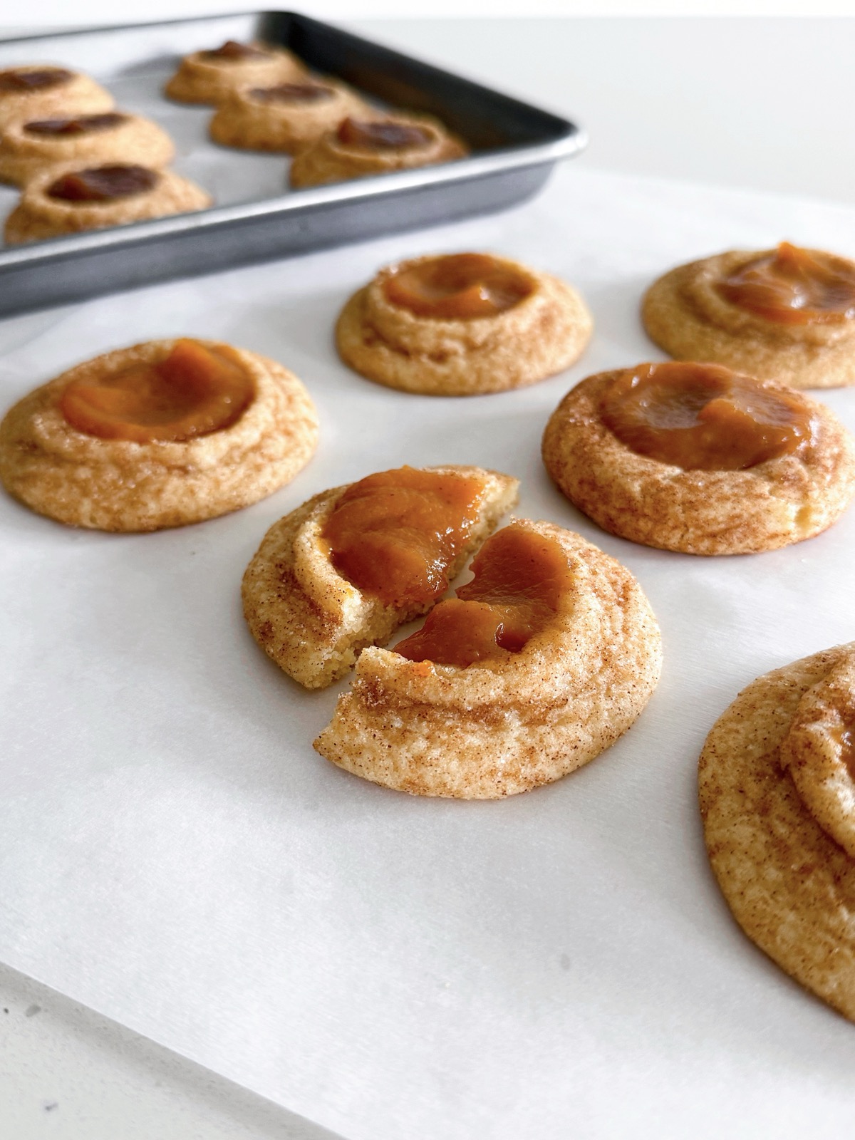 Pumpkin Butter Snickerdoodle Thumbprint Cookies