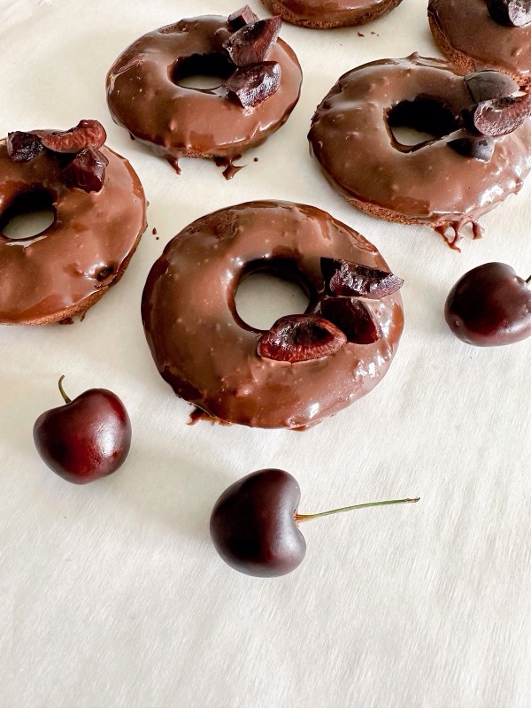Chocolate Cherry Baked Donuts
