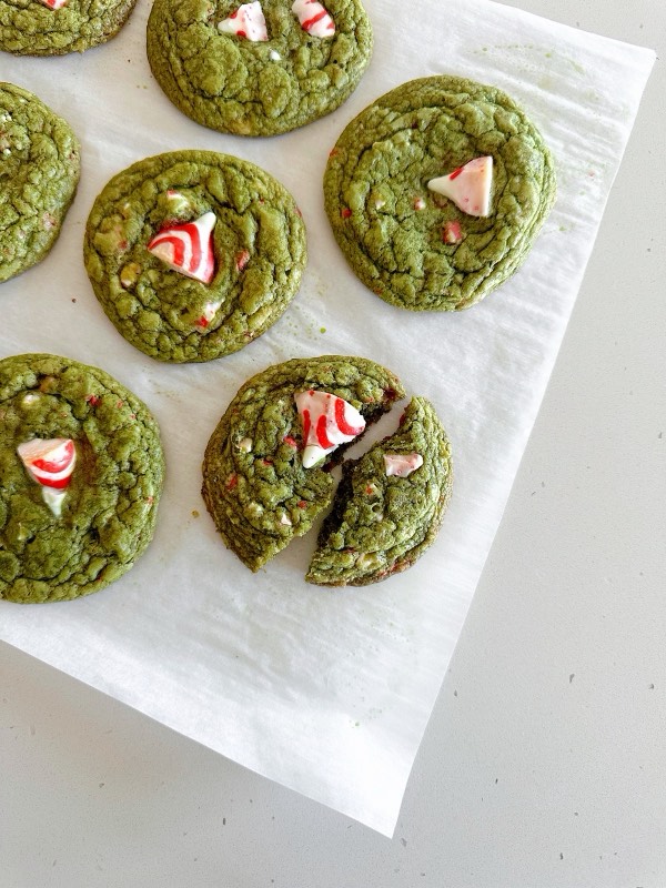 Peppermint Bark Matcha Cookies