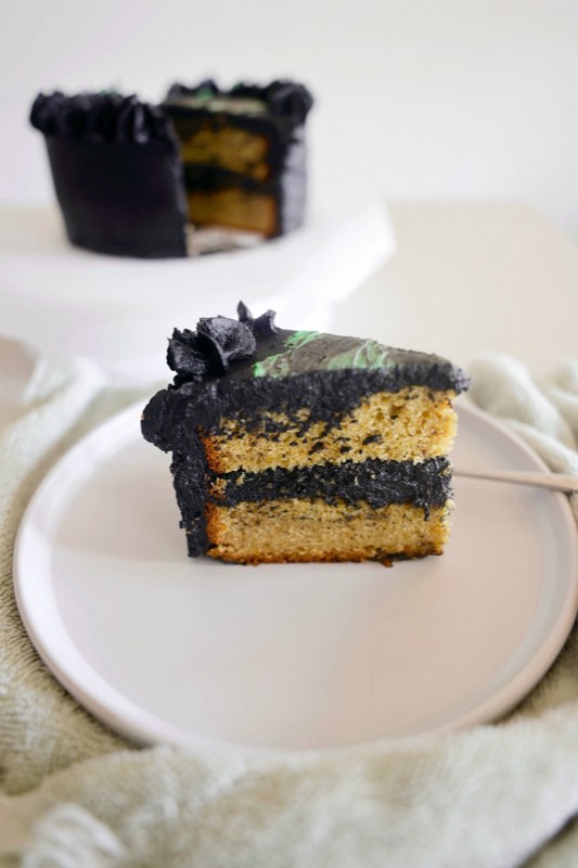 Pistachio Cake with Dark Chocolate Frosting